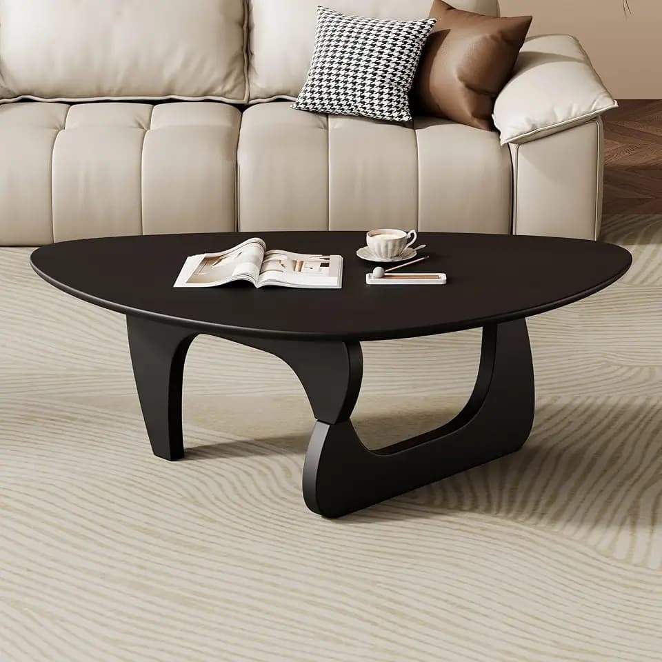 Mid Century Modern Coffee Table - Black Wooden Coffee Table for Living Room,Center Table Suitable for Bedroom Living Room Reception Office Tables (Black, Medium 39.5 * 27 * 16in)