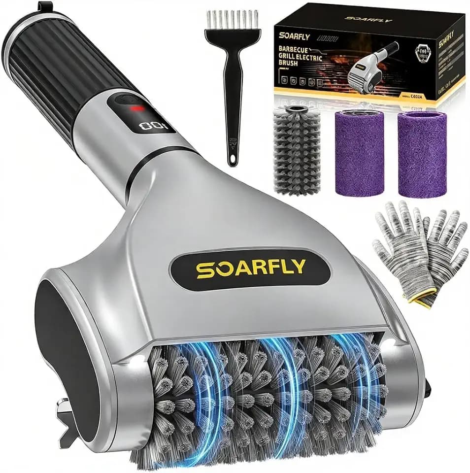SOARFLY Electric Grill Brush, Wireless Grill Cleaner BBQ Cleaning Brush Kit