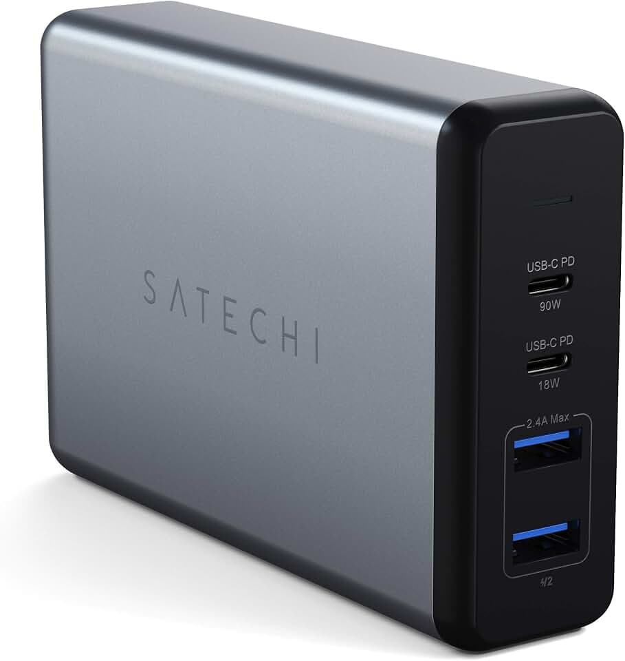 SATECHI 108W USB C PD Tischladegerät – 2 USB-C PD & 2 USB-A Anschlüsse – Für M2/M1 MacBook Pro/Air, M2/M1 iPad Pro/Air, iPhone 14 Pro Max/14 Pro/14/14 Plus
