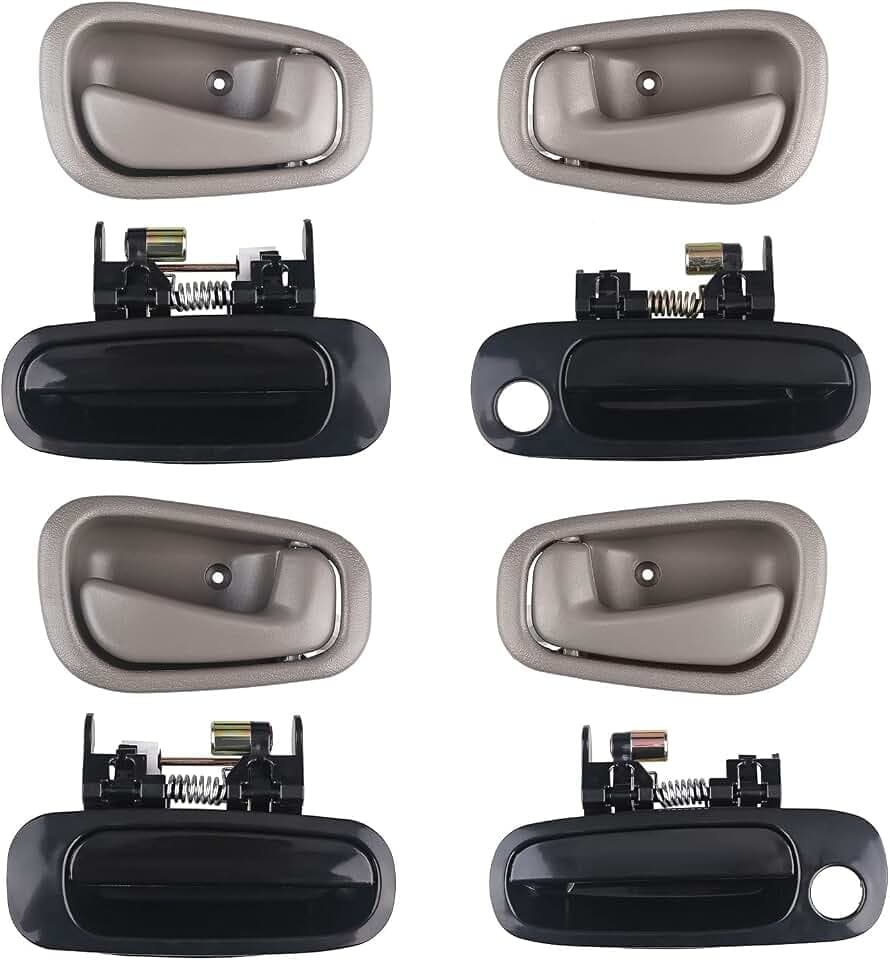 JDMON Kompatibel mit Innen- und Außentürgriffen, Set für Toyota Corolla Chevy Prizm 1998 1999 2000 2001 2002 vorne, hinten Beifahrerseite, Fahrerseite ersetzt 6922002030,6920602050, 8 Stück (schwarz