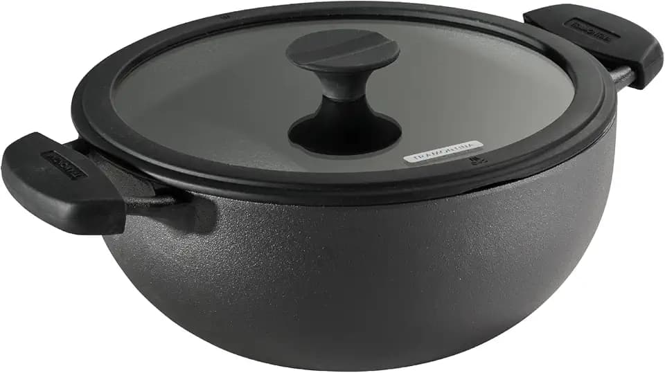 Tramontina Utsava Pre-Seasoned Cast Iron 4.9-Quart Kadai with Lid