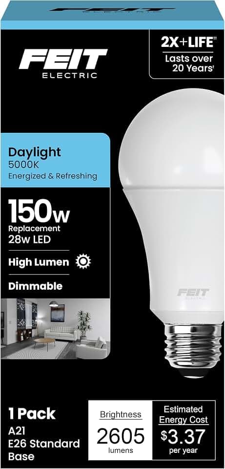Feit Electric A21 LED Light Bulb, 150W Eq, Daylight White