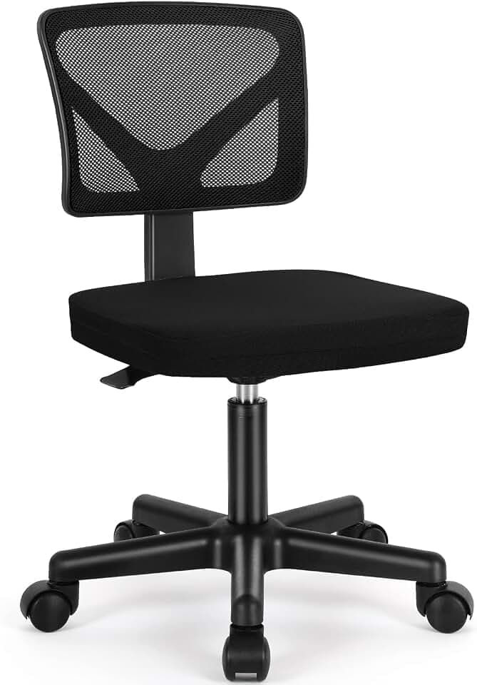 Sweetcrispy Small Armless Desk Chair, Mesh Rolling Office Chairs