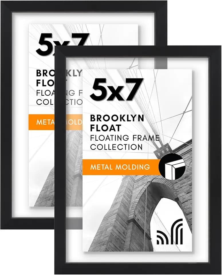 Americanflat 5x7 Floating Picture Frame 2-Pack - Metal - Black