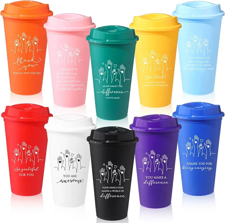 Skylety 20 Set Volunteer Appreciation Gifts 16oz Thank You Cups, Colorful