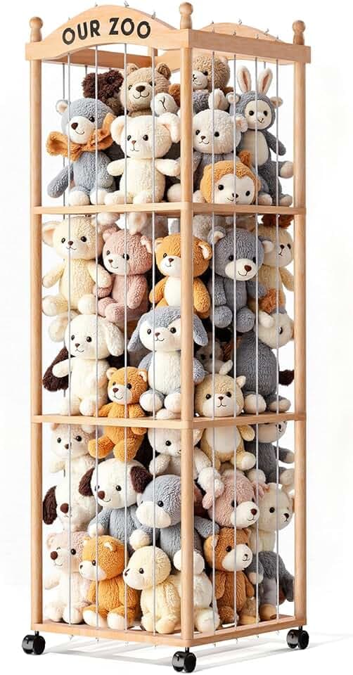 Stuffed Animal Storage with Wheels, Large Stuffed Animal Zoo Organizer