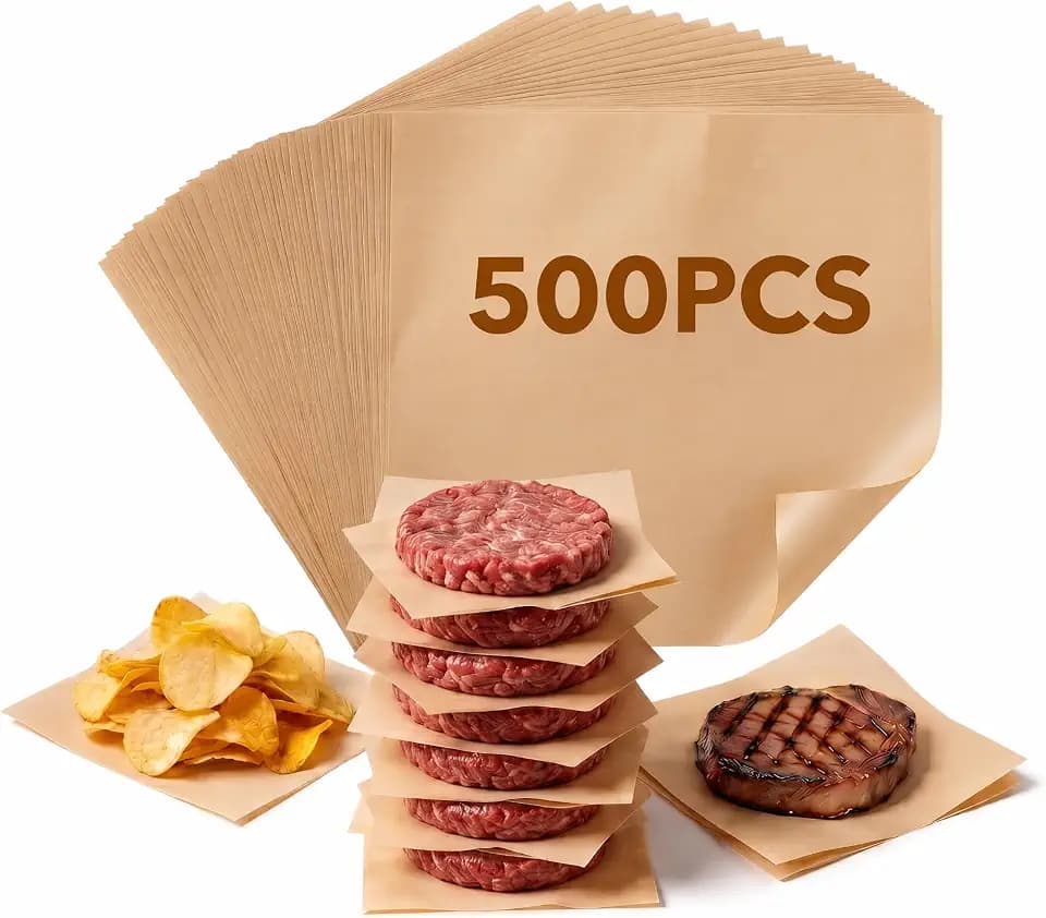 500 Pcs 6x6 Inch Patty Paper, Heavy Duty Non-Stick Parchment Squares-Brown