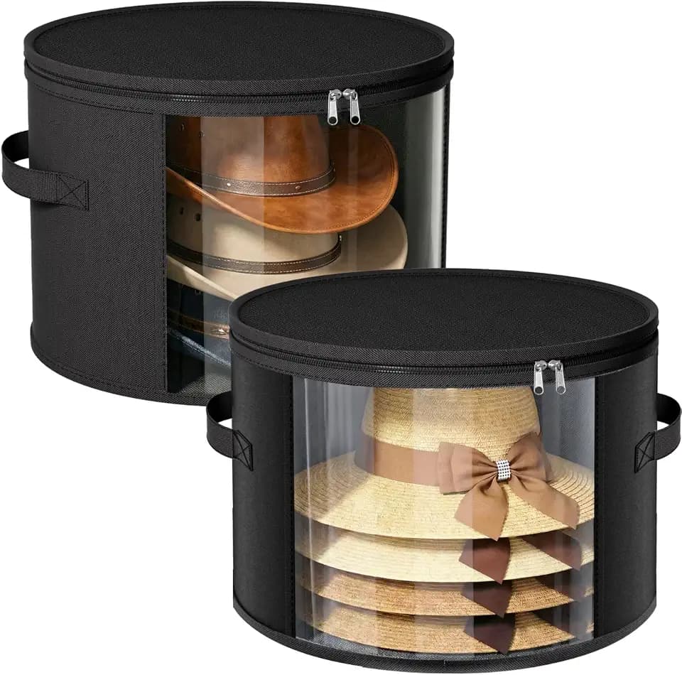 Ofiray-home 2 Pack Large Clear Hat Storage Boxes, Hold up to 7-9 Hats