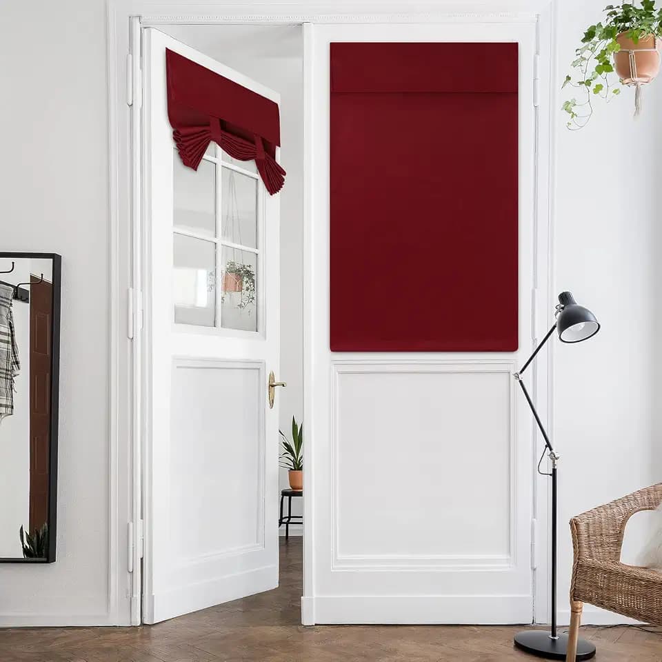 HOMEIDEAS Blackout Door Curtains for French Door 26x40 Inch Burgundy