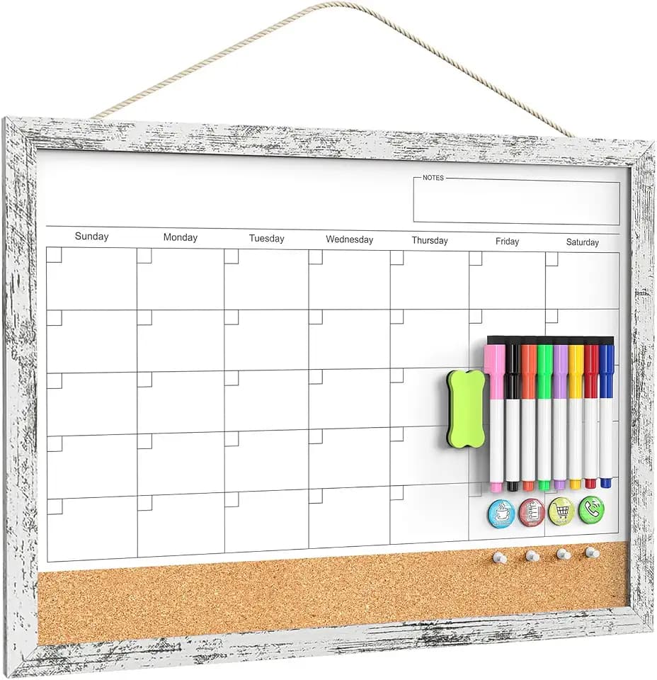 Tankee Whiteboard Calendar, 24x18 Hanging Dry Erase Calendar for Wall