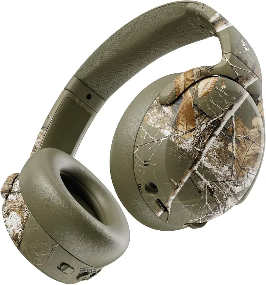 Skullcandy Crusher ANC 2 Wireless Over-Ear Bluetooth Headphones with Multi-Sensory Bass, Active Noise Cancelling, Up to 60 Hours Battery, Microphone for iPhone Android - Realtree Edge Drab