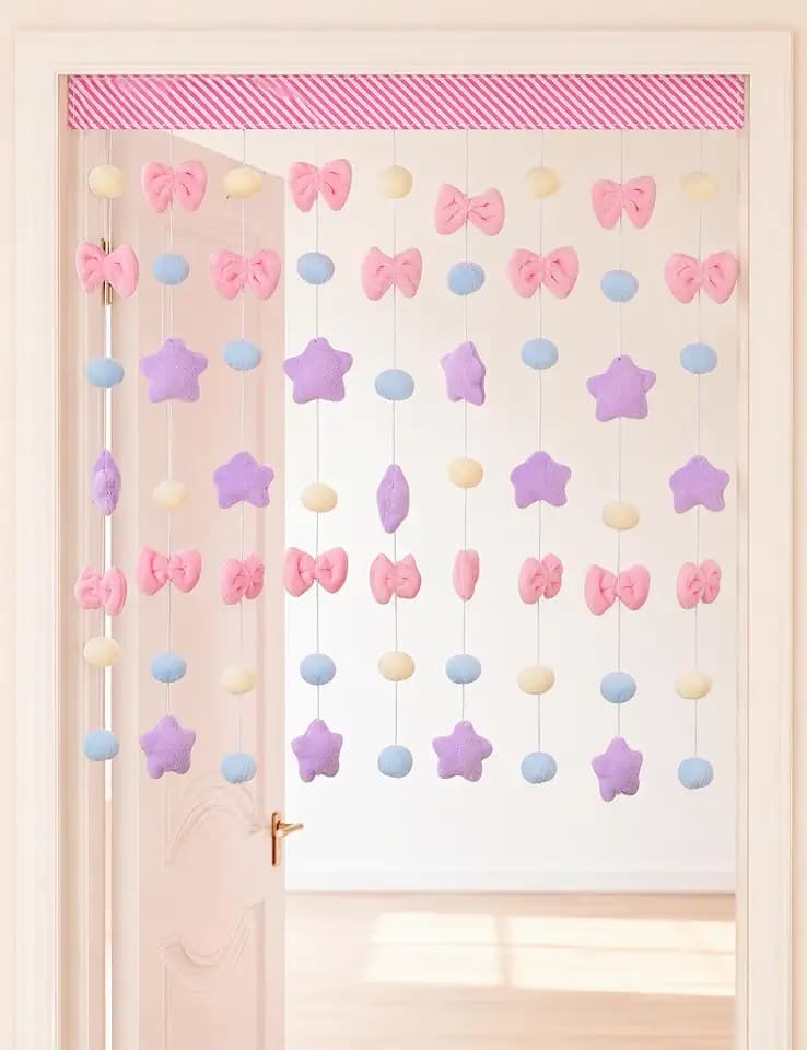 NiHome Kawaii Doorway Curtain Fluffy Plush Garland Cutecore Room Decor