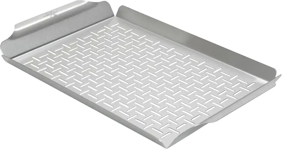 LITTLE GRIDDLE - Large Pro Grill Pan, High sidewalls with built-in handles, Stainless Steel Material, Big Food Capacity and Vented Design - Durable and Easy to Clean