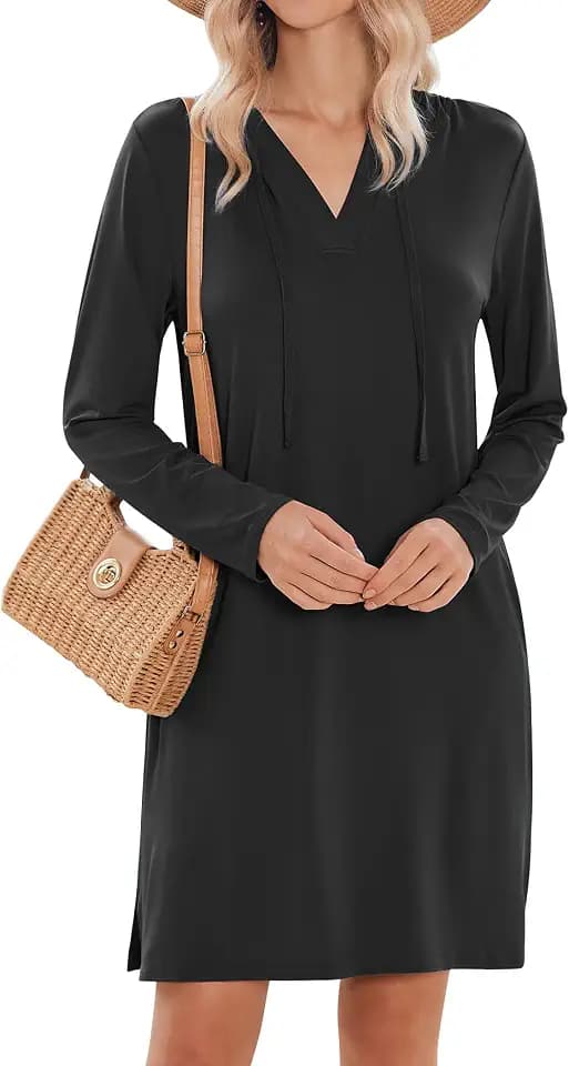 HOTOUCH Womens UPF 50+ Cover-Up Dress Beach SPF Sun Protection Long Sleeve Shirts Dress Lightweight Athletic UV Hoodie