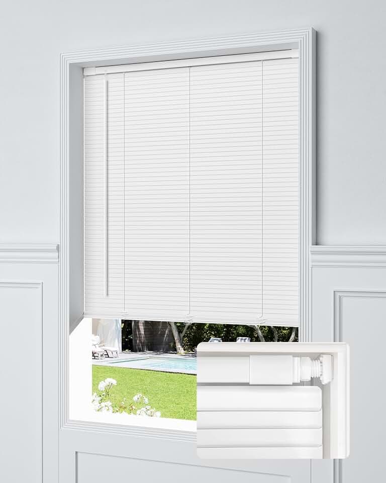UNISHADES No Drill Cordless Mini Blinds, 34" W × 48" H White
