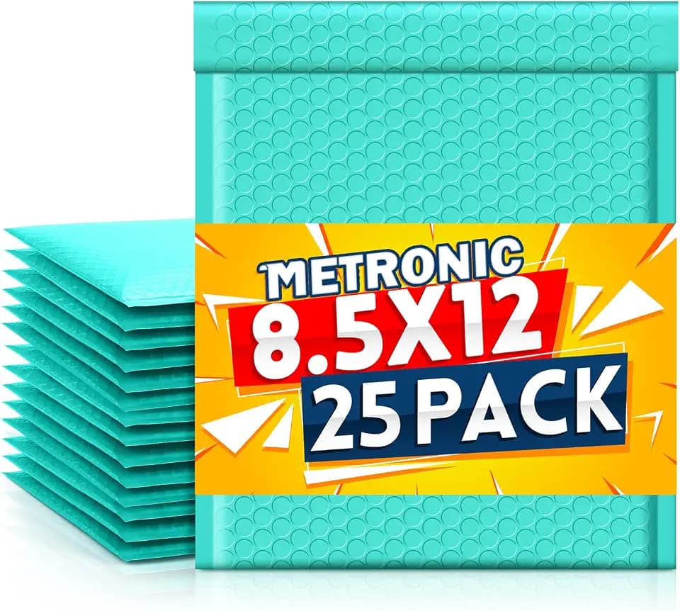 Metronic Bubble Mailer 8.5x12 Inch 25 Pack Padded Envelopes Teal Bulk #2