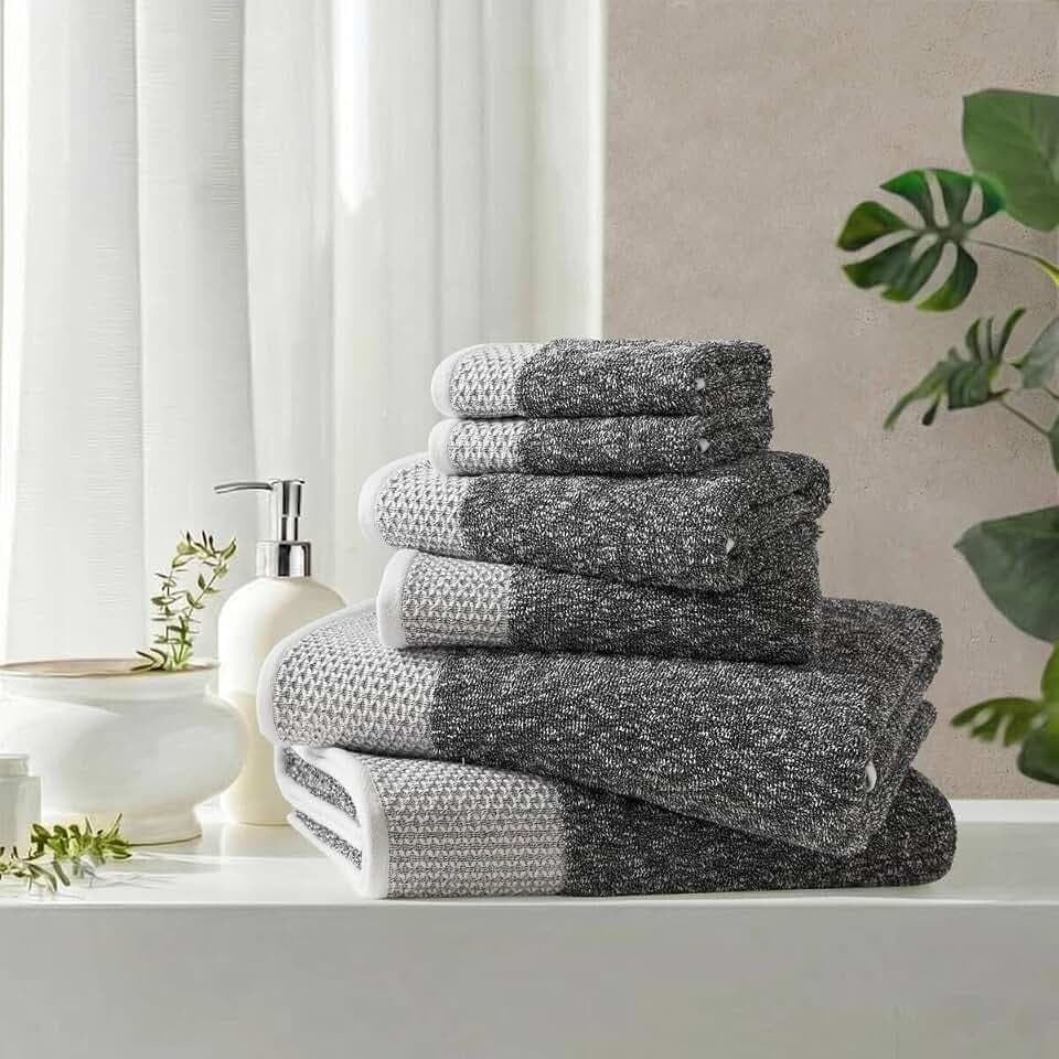 Madison Park Hayden 6 Piece Bath & Hand Towel Set, 550 GSM, Charcoal