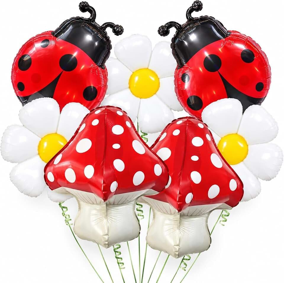 Ladybug Party Decorations Mushroom Balloons Bug Balloons Lady Bug Balloon | Lady Bug Birthday Party Decorations, Love Bug Baby Shower Decorations for Kids, Spring Picnic Party