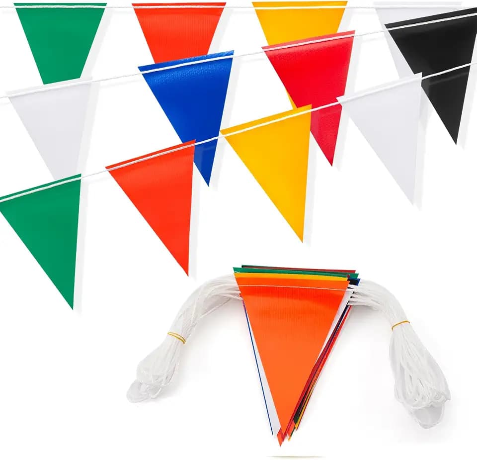 Safety Warning Highly Visible Pennant Banner Flags(45pcs,105ft,Multicolor)