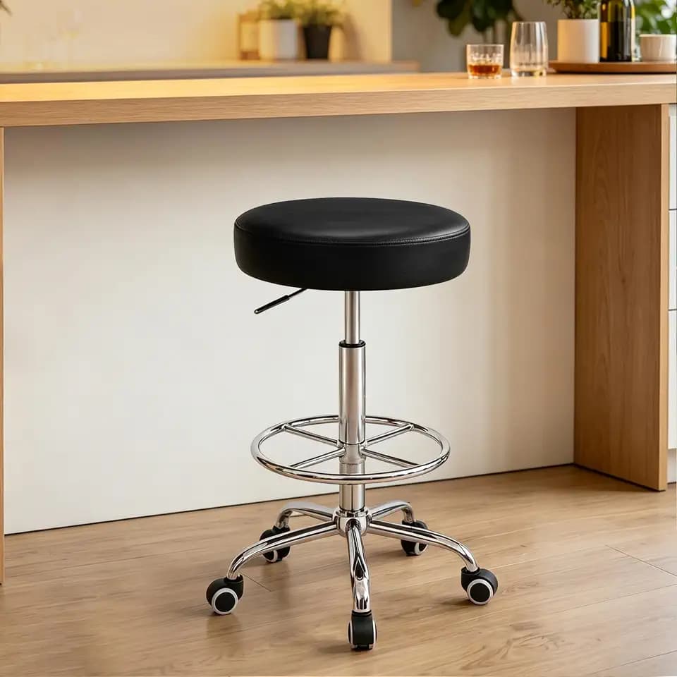 VECELO Home Office Desk Chair, Height Adjustable Cross Chair with Swivel Wheels, PU Rolling Task Seating for Living Room, Bedroom, Office, Study, Black-1PC