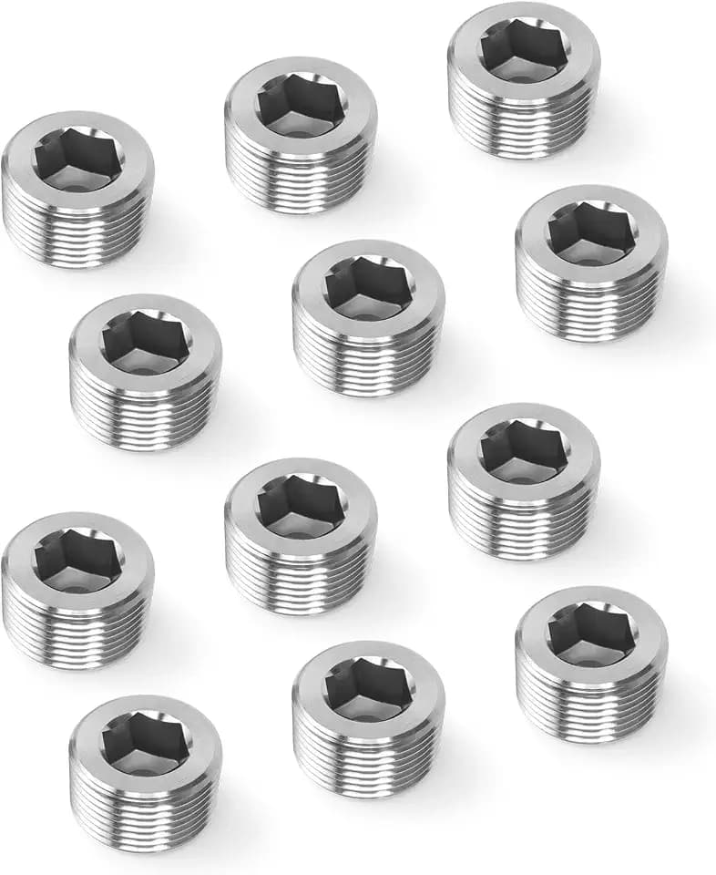 ChillWaves 304 stainless steel Pipe Fitting, Internal Hex Head Socket Pipe Plug Fitting,1/2" NPT Male,Thread Adapter(12-PACK)