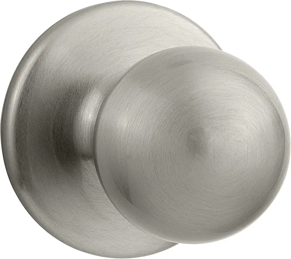 Kwikset Polo Interior Passage Door Knob, Handle For Closet and Hallway Doors, Non-Locking Doorknob in Satin Nickel, with Microban Protection