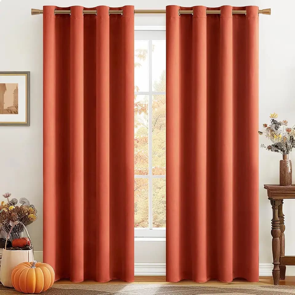 MIULEE Fall Decor Burnt Orange Blackout Curtains for Bedroom 84 Inch Long