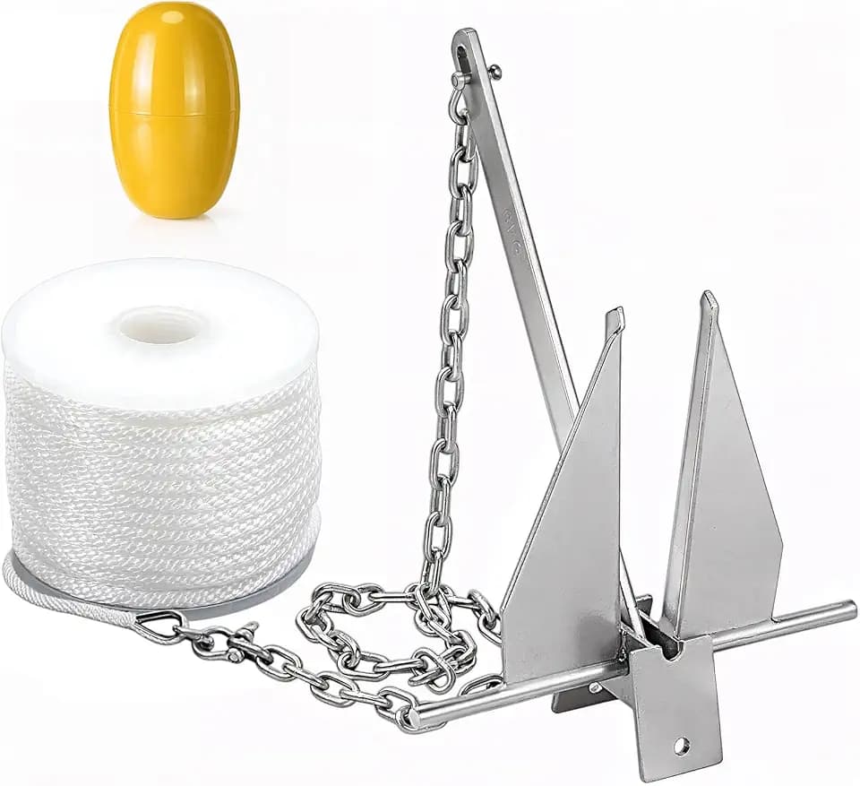 4 Pcs 13lb Marine Boat Slide Folding Fluke Anchor with Chain