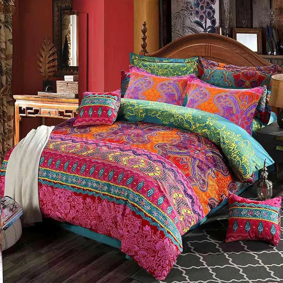 ETDIFFE Boho King Size Comforter Set 3 Piece, Colorful, 90x104 Inch