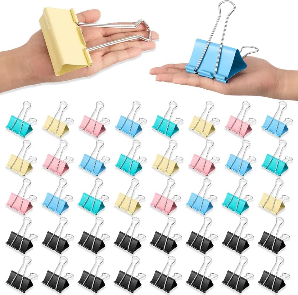 48 Pcs 3 Inch Jumbo Binder Clips, Extra Large Binder Clips Heavy Duty Paper Clamps for Office and Home Supplies(Multicolor, Black)
