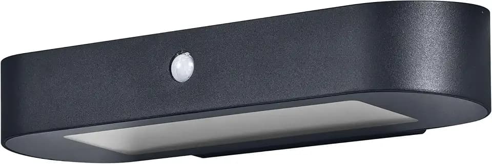 Osram ENDURA Style Oval Solar-Wandleuchte, kaltweißes Licht (4000K), integrierter Sensor, ohne Strom nutzbar, lange Batterielaufzeit: 30 Mal 60 Sekunden im PIR Modus, Schutzklasse IP44, schwarz