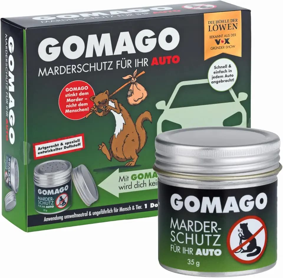 GOMAGO Marderschutz für Ihr Auto | Vertreibt den Marder zuverlässig und einfach aus dem Motorraum | Effektive, schonende und vorbeugende Alternative zu Marderschreck, Marderspray, Ultraschall