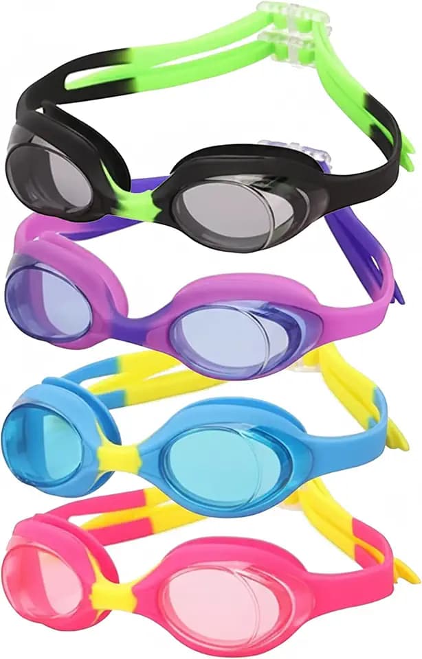 4 Pack Kids Swimming Goggles,No Leaking,Anti Fog,UV Protection Swim Glasses Water Goggles