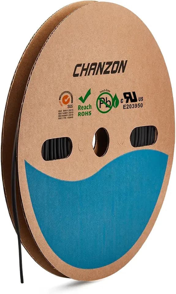 Chanzon 2:1 Ratio - 80Ft Roll - 1/8" (3mm) Heat Shrink Tubing Black