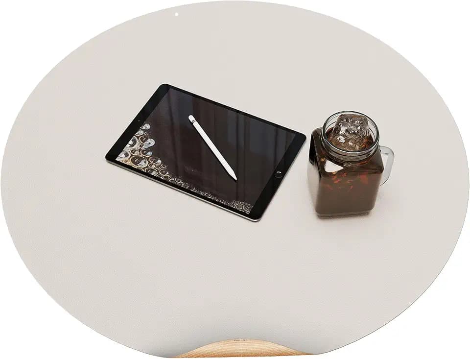 CENNBIE 18 Inches Round Placemats - Cork & Leather Table Mat(Cream)