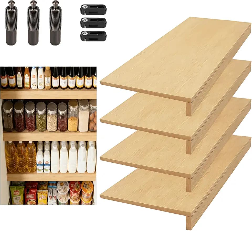 Wire Shelf Covers, 0.5" Thick Faux Wood Wire Rack Covers for Pantry, Closet, Kitchen Natural-wood-24×16" 4PCS