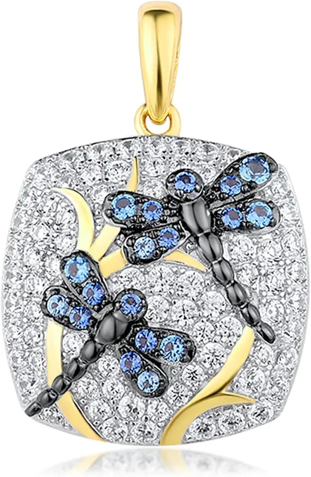 Santuzza 14K Gold Plated Sterling Silver Dragonfly Butterfly Pendant for Women