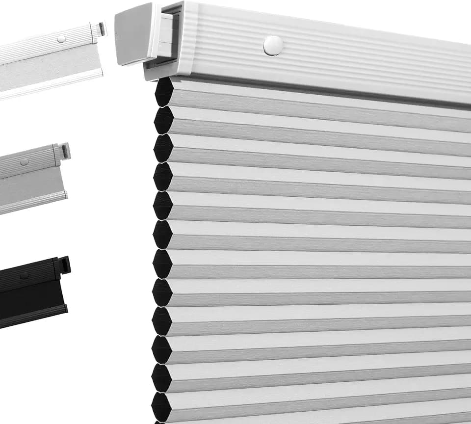Boolegon No Drill Cellular Shades for Indoor Windows,White,21" W x 48" H