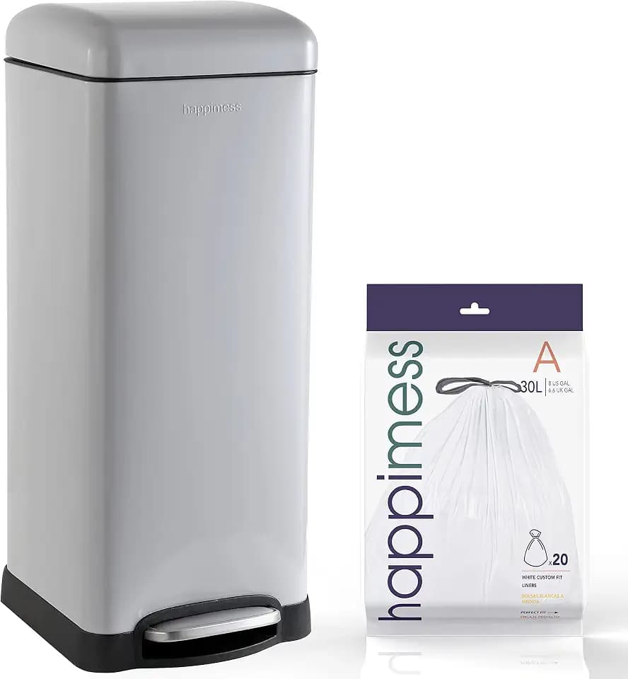 happimess Betty 8 Gal Step Trash Can Soft-Close Lid, Gloss Gray