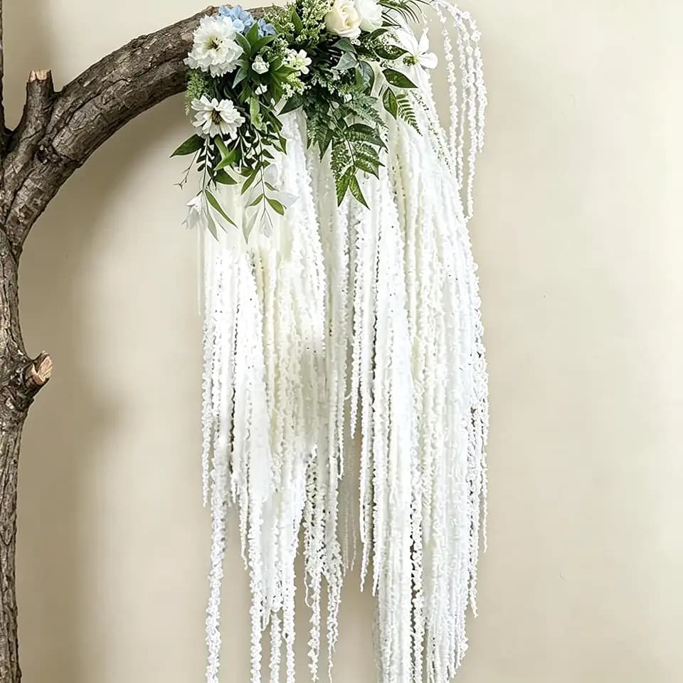 5 Pack Red Preserved Amaranthus Dried Hanging Flowers for Wedding Vase Decor (White)