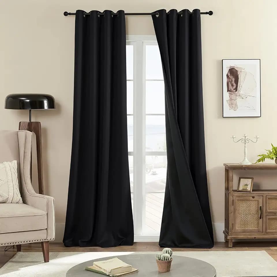 Rutterllow 100% Blackout Curtains for Bedroom and Living Room 2 Panels