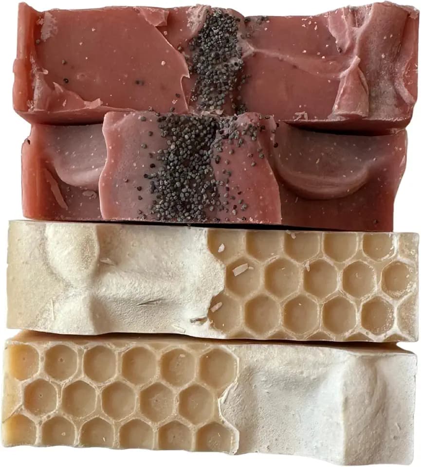 VALAND Calm Retreat — Handcrafted Beef Tallow Soap Fragrance Free | Unscented, Gentle for Sensitive & Dry Skin | Organic Honey & Rose Clay | Cold Process Bar Soap Gift Set | 4 Bars