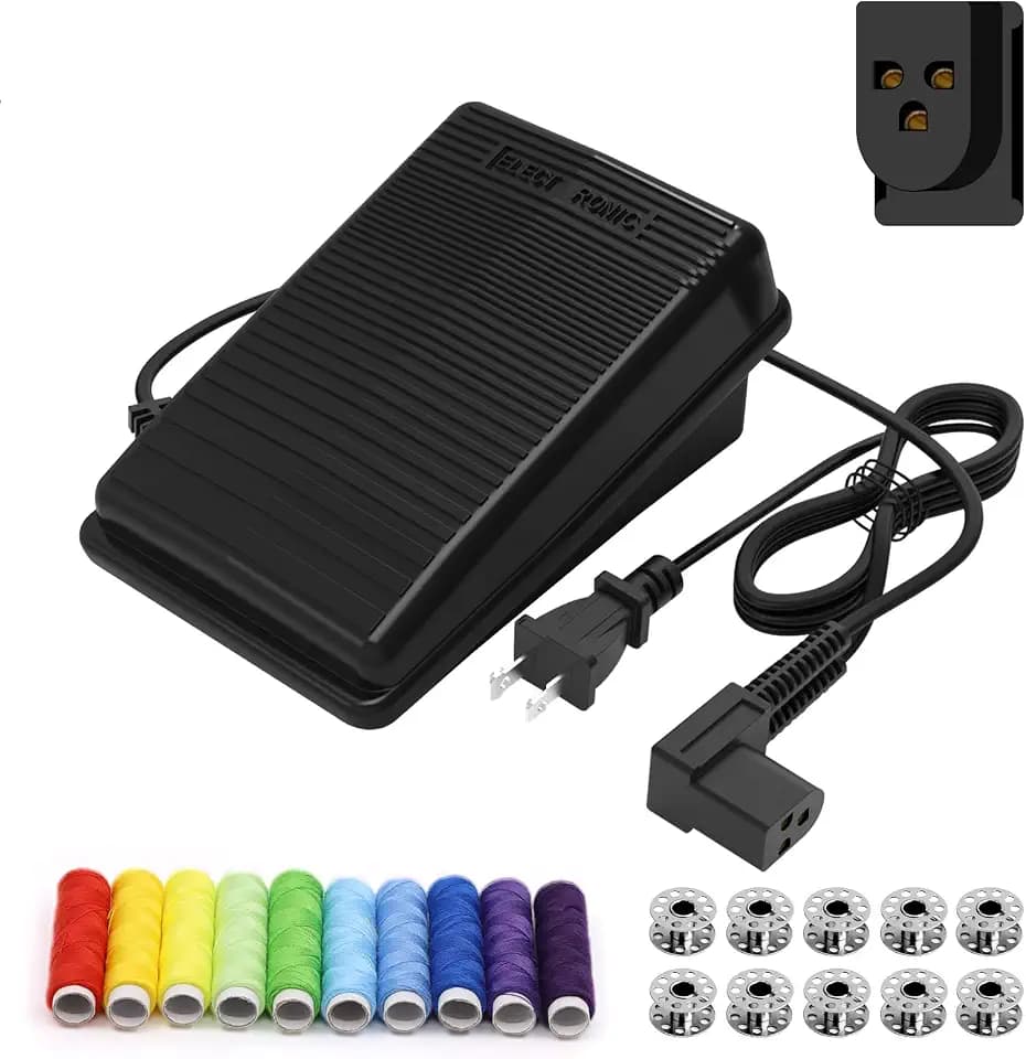 Singer Sewing Machine Pedal and Power Cord Replacement, Compatible with Singer 359102-001 1120 1304 1507 1512 2263 2273 2277 3116 3232 3337 3342 4423 4432 4452 50t8 8280 e99670 FC1902 M3220