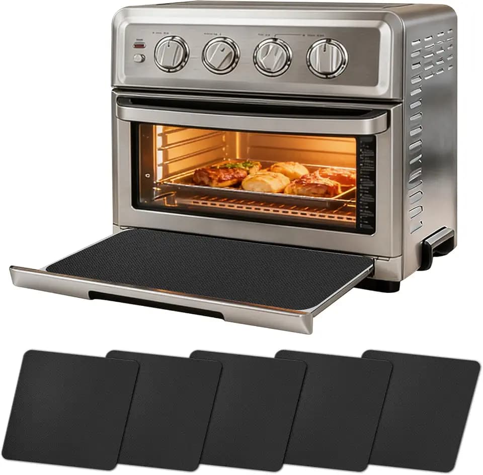 5 PCS Air Fryer Crumb Tray Liner Compatible with Cuisinart TOA-60/TOA-65/TOA-70 Air Fryer Toaster Oven, Heat Resistant Oven Mats for Bottom of Oven for Cuisinart Drip Pan Accessories