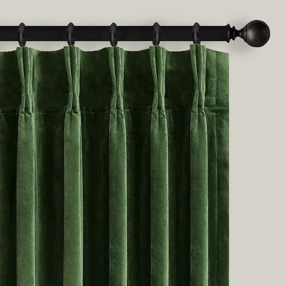 AUSSPVOCT Pinch Pleated Velvet Blackout Curtains 96 inches Length 1 Panel