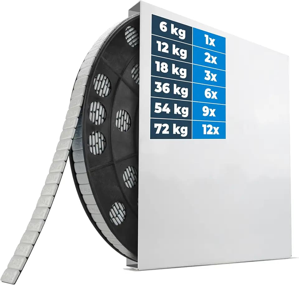 HASKYY 6KG Auswuchtgewichte Klebegewichte Stahlgewichte Rolle 1200x5g Silber Kleberiegel mit Abrisskante für Alufelgen & Stahlfelgen - Kunststoffbeschichtet FE-Klebegewichte
