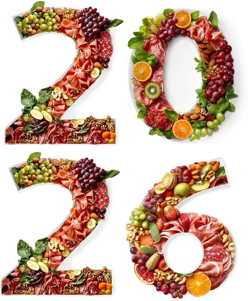 Soul & Lane 2026 Charcuterie Board Numbers, White Fillable