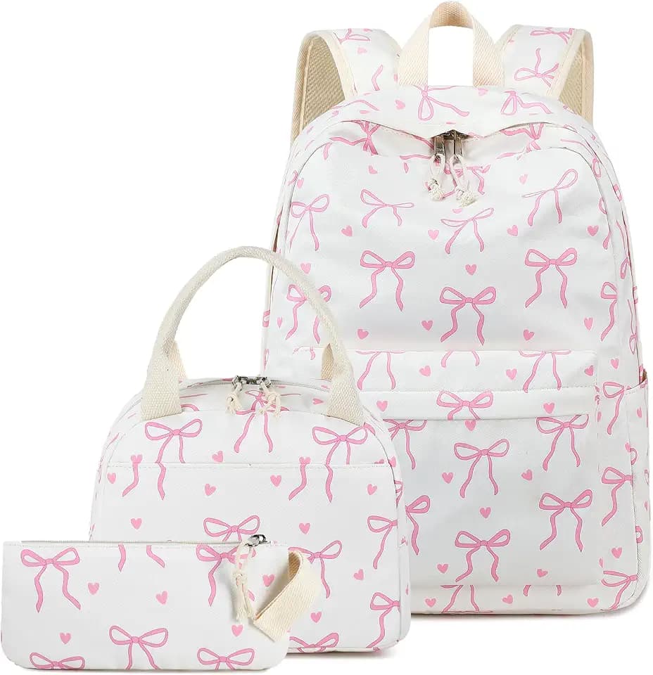 LEDAOU Backpack for Girls School Bag Kids Bookbag Teen Backpack Set Daypack with Lunch Bag and Pencil Case