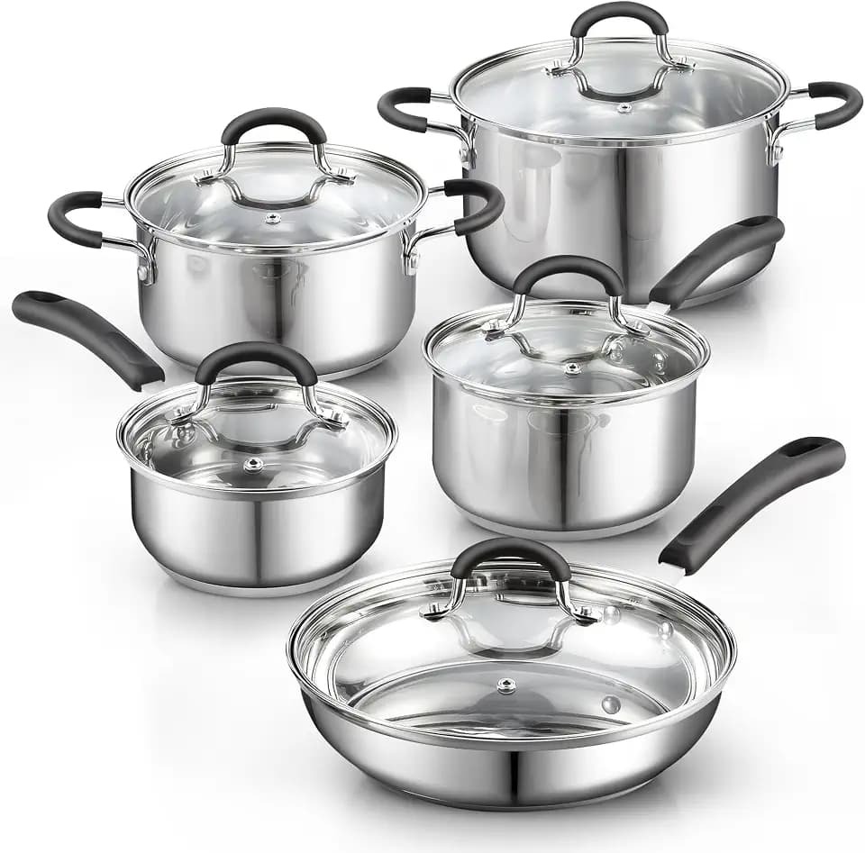 Cook N Home Professional Stainless Steel Cookware Set,10-Piece