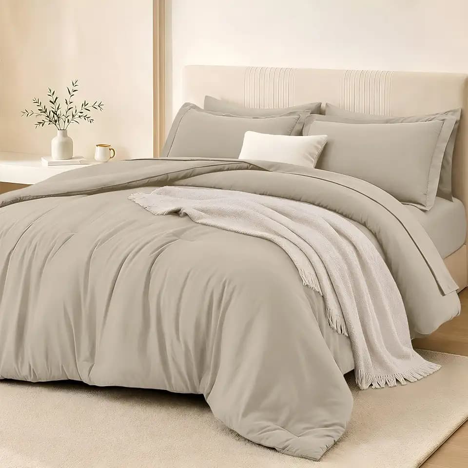 FUANNA Full Comforter Set 7 Pieces, Luxury Bed in a Bag Soft Bedding Sets